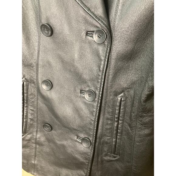 Leather Coat Black by Jacqueline Ferrar Size Petite Small - Picture 9 of 11